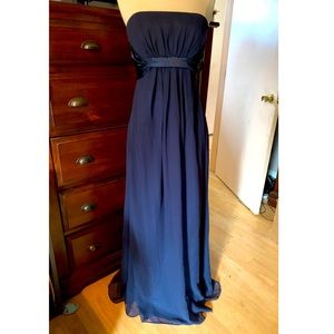 Belsoie formal strapless navy full length dress